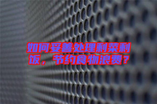 如何妥善處理剩菜剩飯,節約食物浪費?