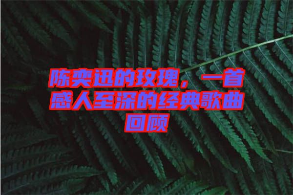 陳奕迅的玫瑰，一首感人至深的經典歌曲回顧