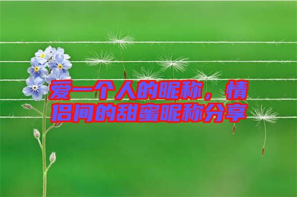 愛一個人的昵稱，情侶間的甜蜜昵稱分享