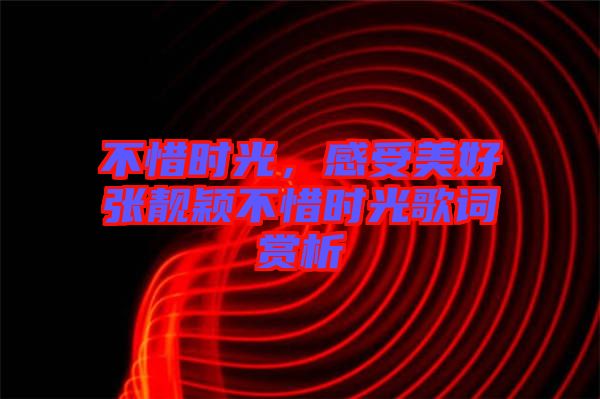 不惜時光,感受美好張靚穎不惜時光歌詞賞析