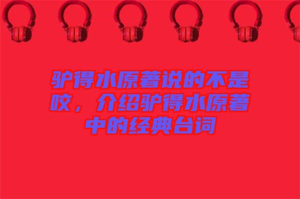 驢得水原著說的不是咬,介紹驢得水原著中的經(jīng)典臺詞