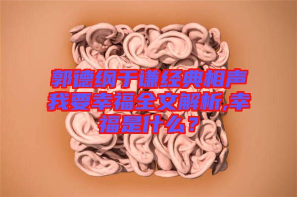 郭德綱于謙經典相聲我要幸福全文解析,幸福是什么?