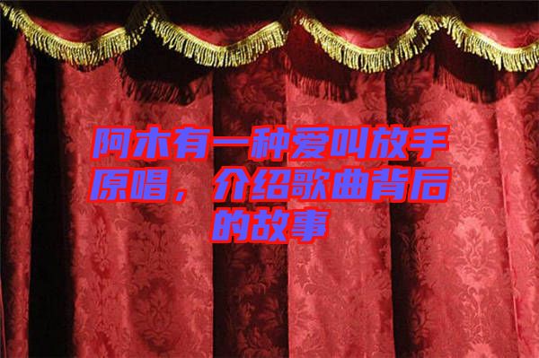 阿木有一種愛叫放手原唱,介紹歌曲背后的故事