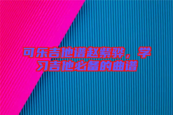 可樂吉他譜趙紫驊，學習吉他必備的曲譜