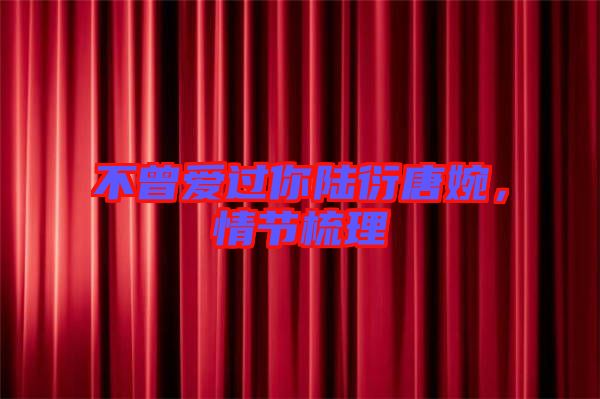 不曾愛過你陸衍唐婉,情節(jié)梳理