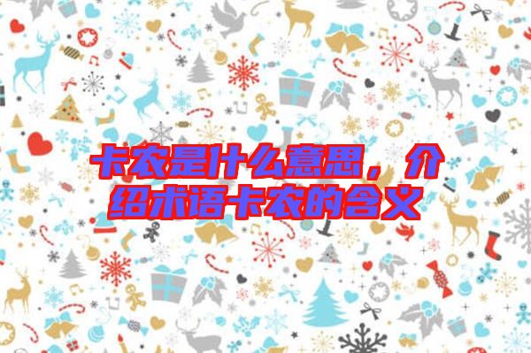 卡農是什么意思,介紹術語卡農的含義