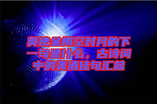 莫使金樽空對月的下一句是什么,古詩詞中的美酒佳句匯總