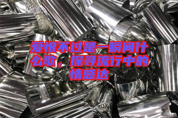 愛恨不過是一瞬間什么歌,探尋流行中的情感達