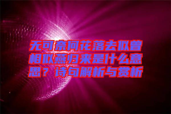 無可奈何花落去似曾相似燕歸來是什么意思？詩句解析與賞析