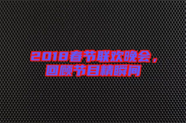 2018春節聯歡晚會,回顧節目精瞬間