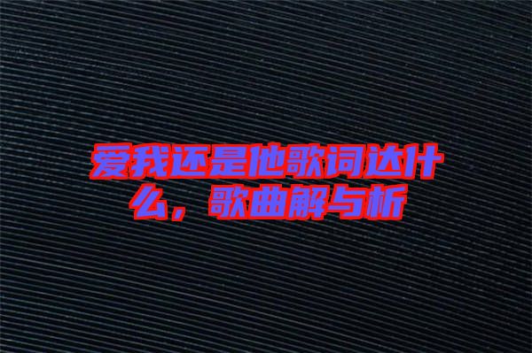愛我還是他歌詞達什么,歌曲解與析