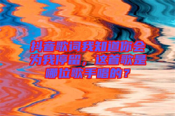 抖音歌詞我知道你會為我停留，這首歌是哪位歌手唱的？