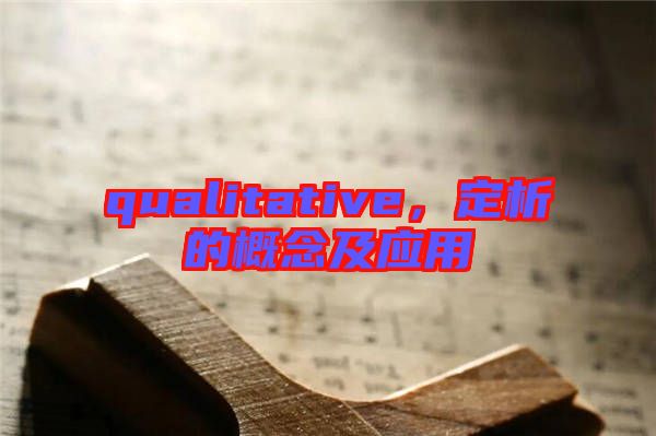 qualitative，定析的概念及應(yīng)用