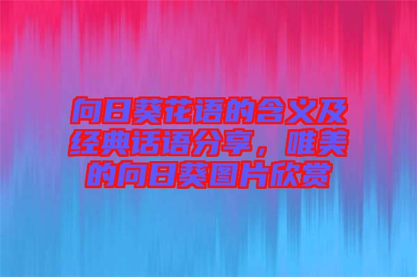 向日葵花語(yǔ)的含義及經(jīng)典話(huà)語(yǔ)分享，唯美的向日葵圖片欣賞