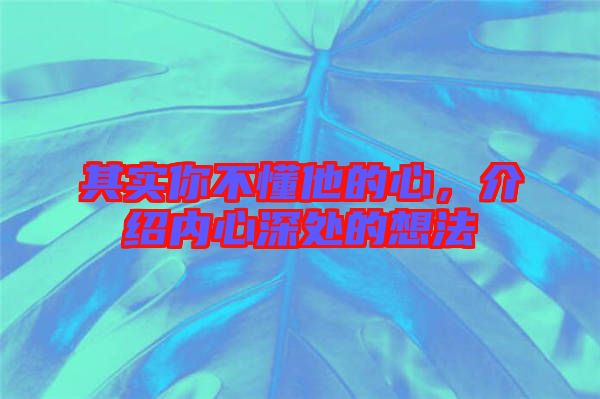 其實你不懂他的心,介紹內(nèi)心深處的想法