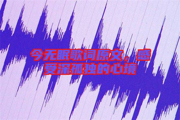 今無眠歌詞原文，感受深孤獨的心境