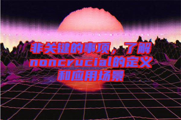 非關(guān)鍵的事項,了解noncrucial的定義和應(yīng)用場景