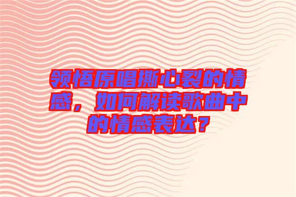 領悟原唱撕心裂的情感，如何解讀歌曲中的情感表達？