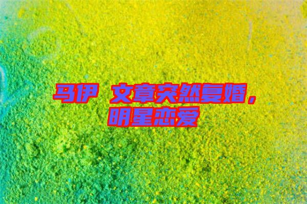 馬伊琍文章突然復婚,明星戀愛