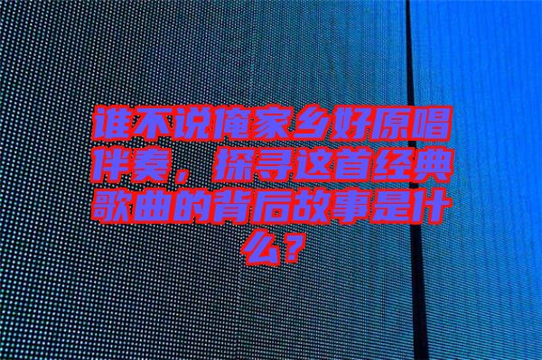 誰不說俺家鄉好原唱伴奏,探尋這首經典歌曲的背后故事是什么?