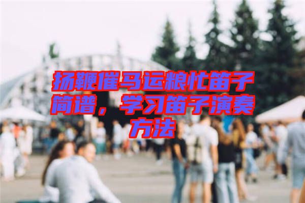 揚鞭催馬運糧忙笛子簡譜,學習笛子演奏方法